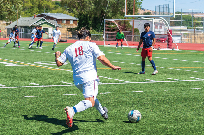 The Klamath Community College Badger soccer team takes on Southwest Community College at a scrimmage at Klamath Union